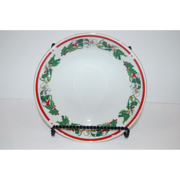 Set Of 8 Vintage Lynns Fine China St Maria Holly Christmas 7.5 " Soup Salad Bowl - Picture 3 of 11